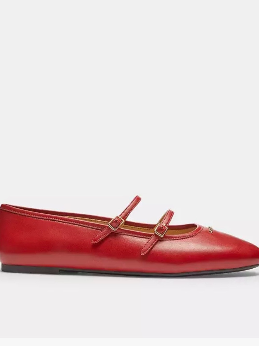 Coach Red Double-Strap Mary Jane Flats